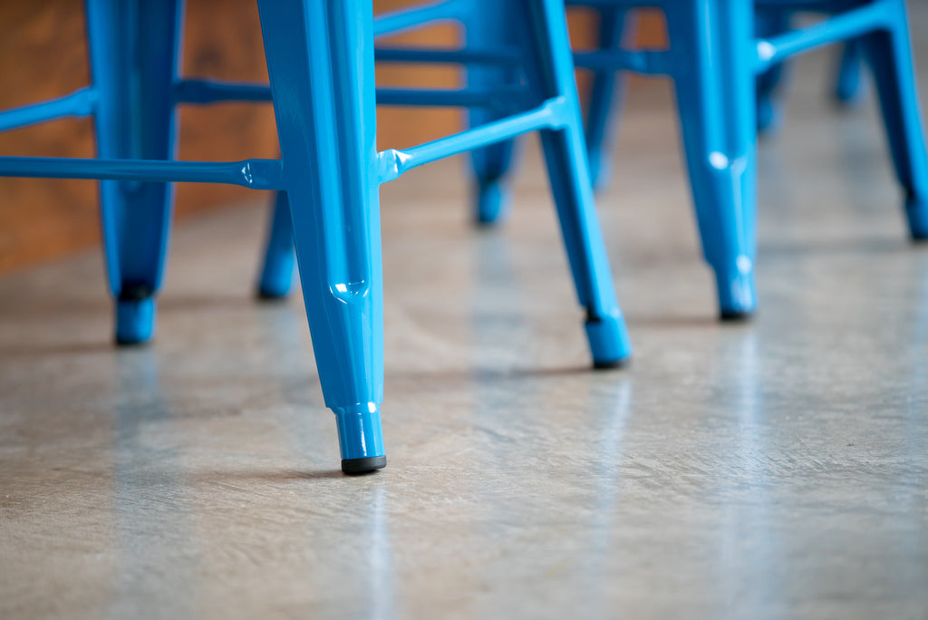 24" Steel Counter Height Stool | Blue | Set of Four (643710993400)