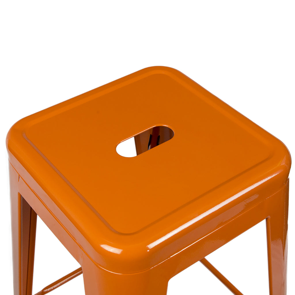 24" Steel Counter Height Stool | Orange | Set of Four (643710993448)