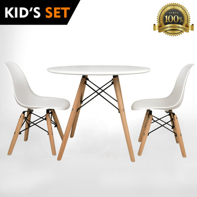 Kid's Modern Style Round Table & Eiffel Chairs Set (Set of 3)